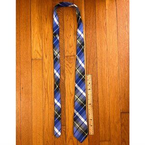 Ben Sherman Men's Silk Blue Plaid Tie